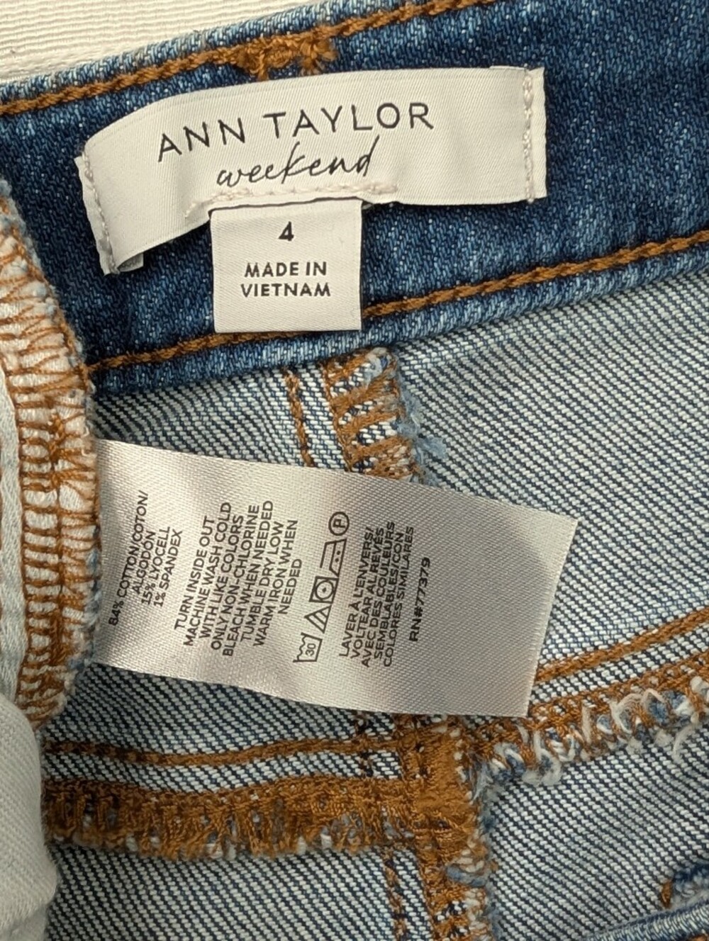 Ann Taylor Weekend Denim Midi  Jean Skirt Sz 4 - Picture 8 of 11